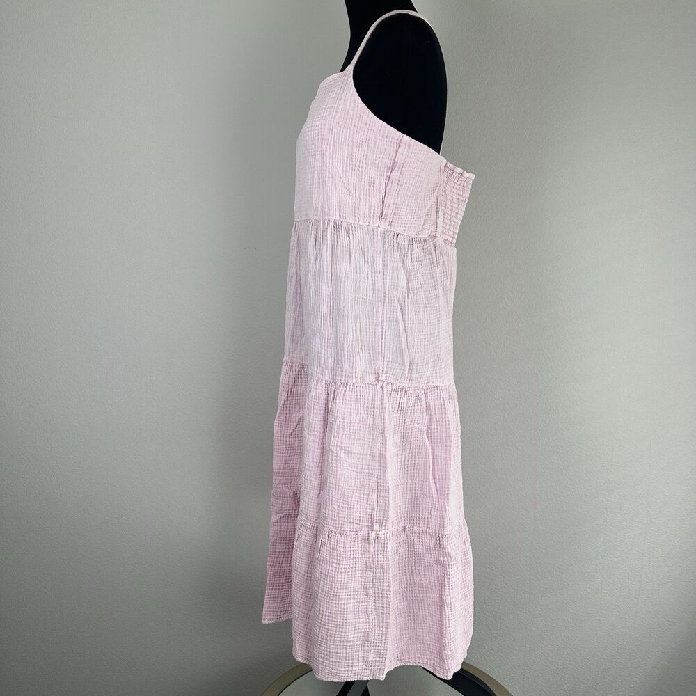 Z SUPPLY Gauzy Tiered Midi Dress in Bleached Pink Mauve Size Large Boho Summer - Picture 8 of 16